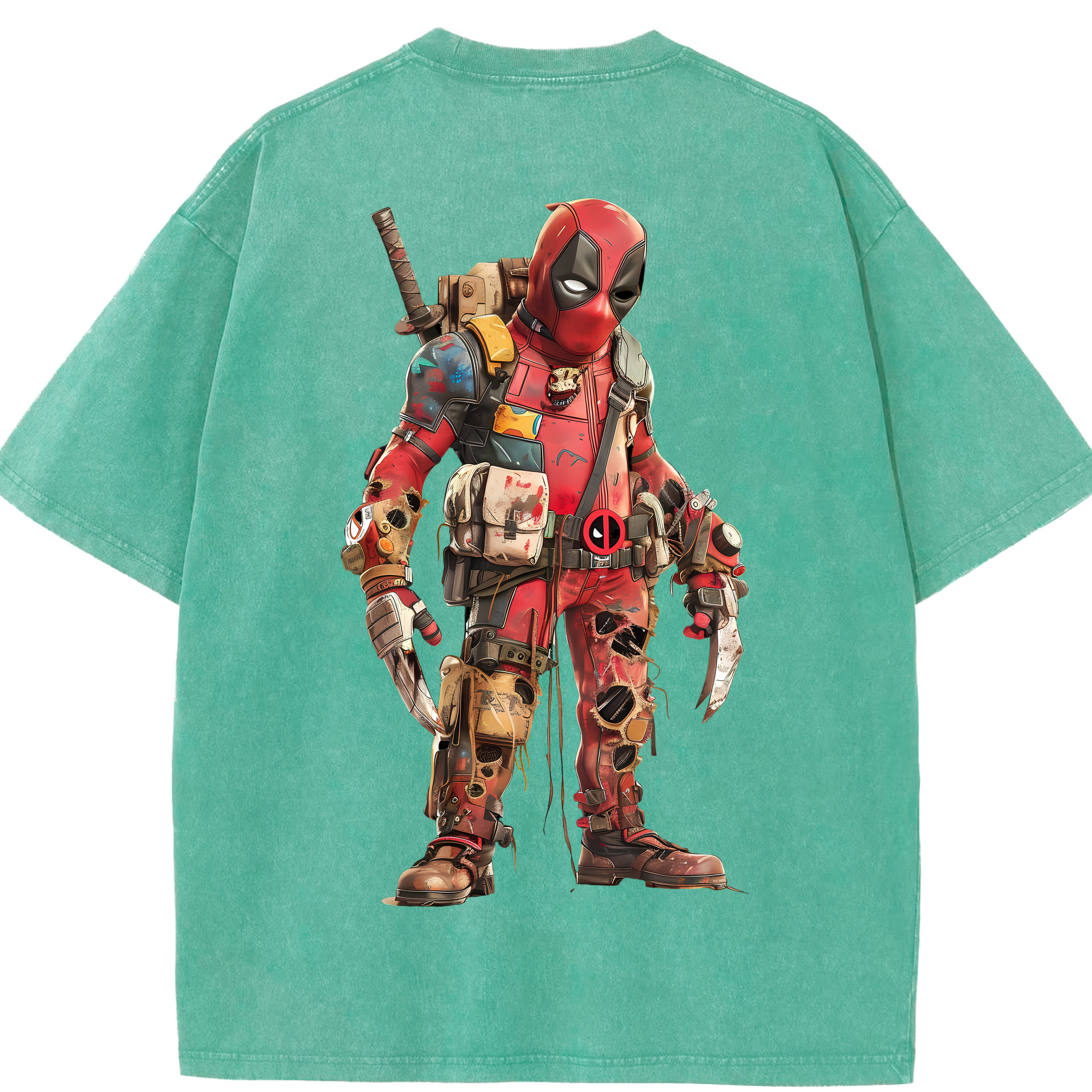 （画像用） Deadpool デッドプール 綿100% ヴィンテージ風 半袖Tシャツ（背面プリント）